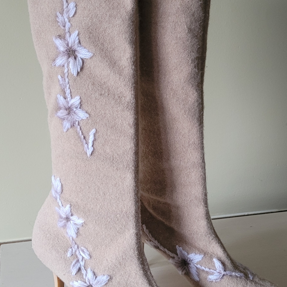 Italian made embroidered wool boots